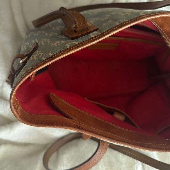 DOONEY & BOURKE Blue White Canvas Leather Logo Tote $369 LARGE EVERYDAY - Picture 12 of 14